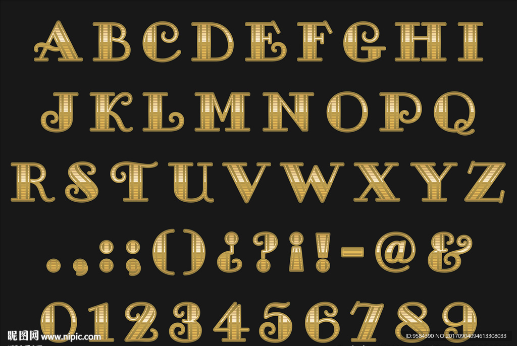 金色英文字母