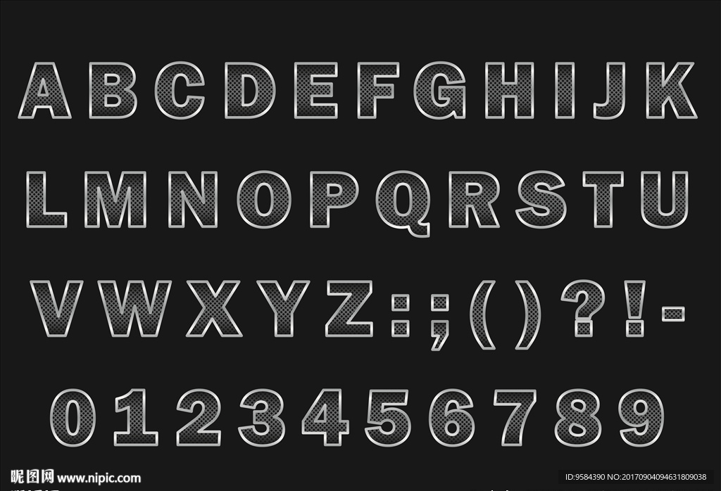 金属效果英文字母设计