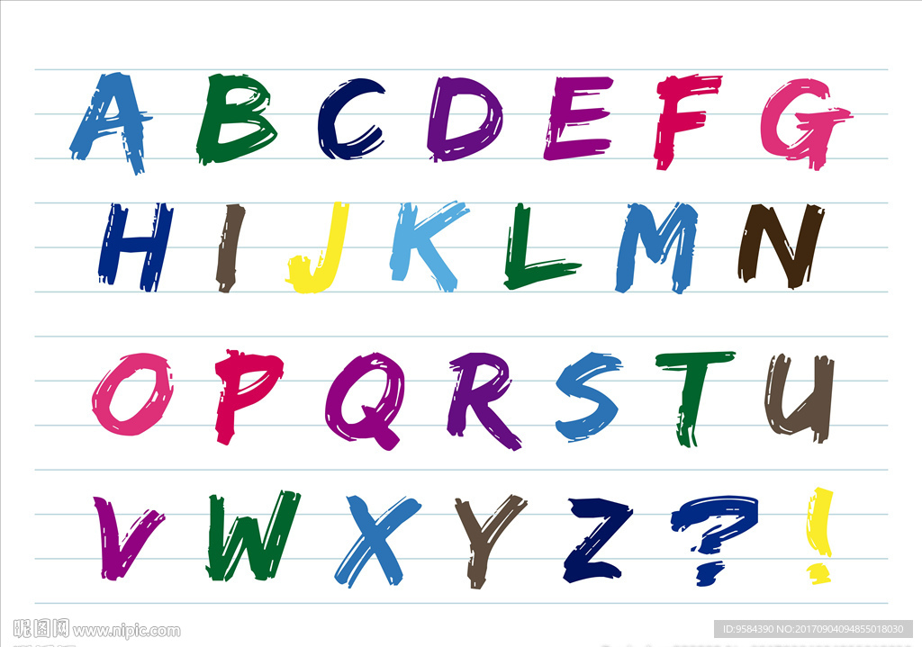 彩色油漆英文字母