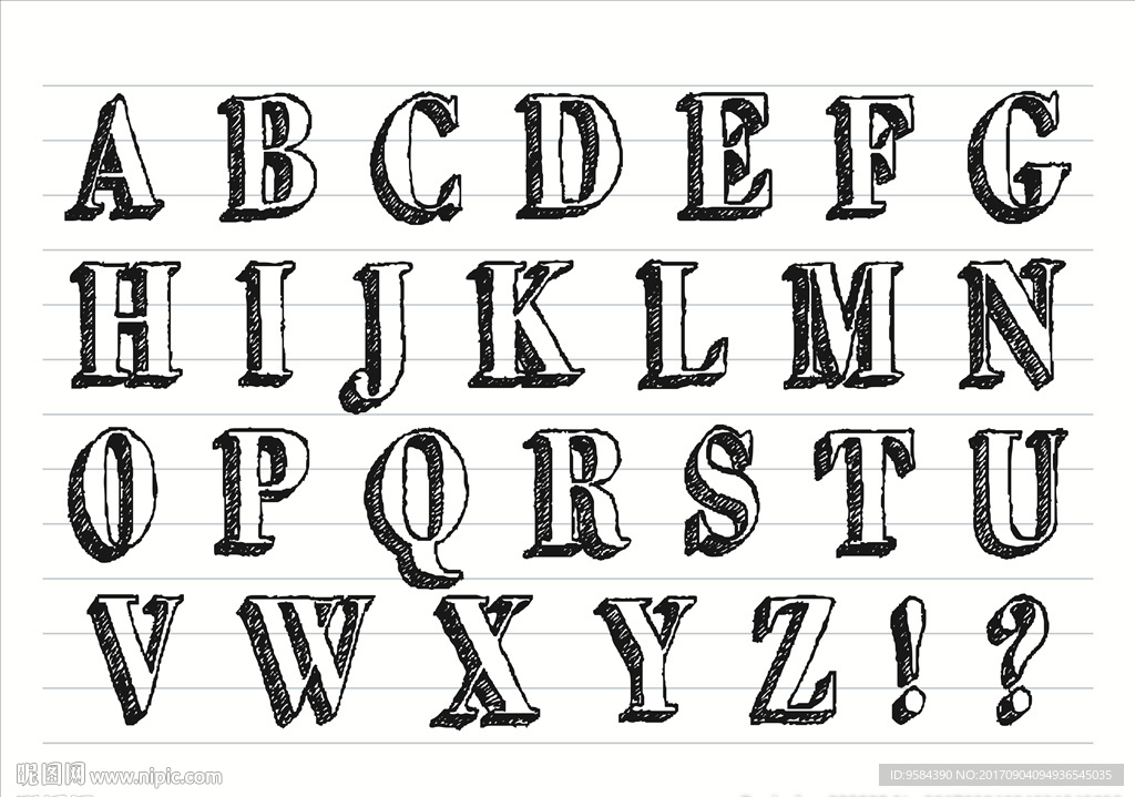 黑色立体英文字母