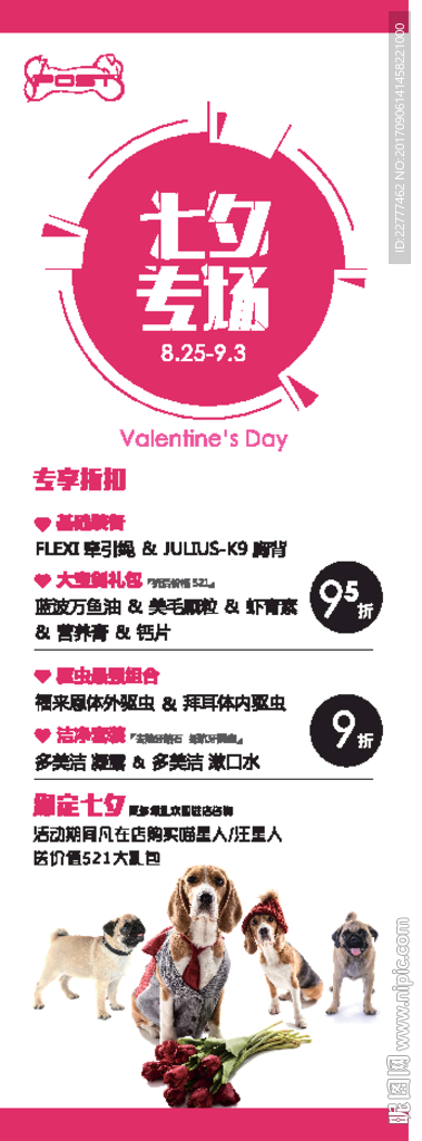 七夕宠物店活动展板