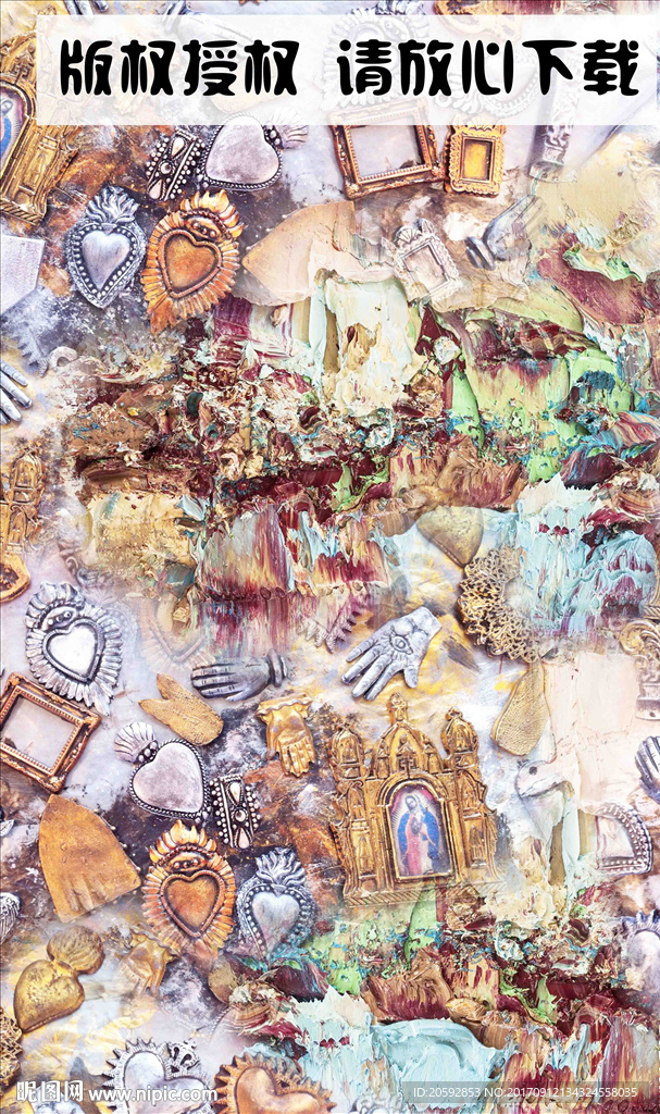 高级素雅四方连续插画图案