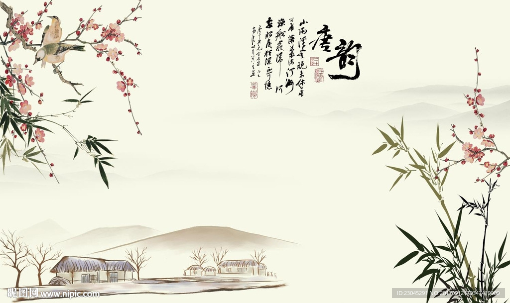 唐韵桃花背景墙