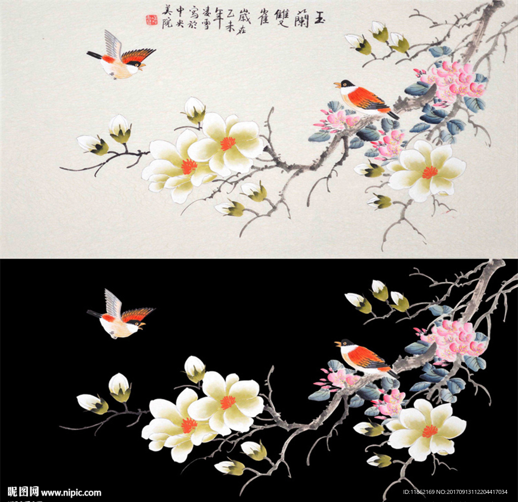 喜上眉梢图高清分层带原图