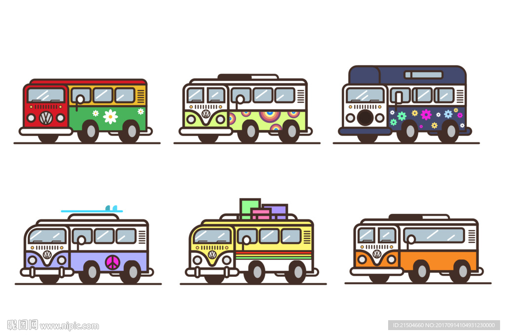 精致矢量西皮车巴士公交车图标