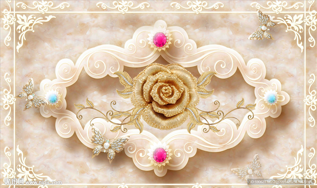 3D大理石玉雕背景墙