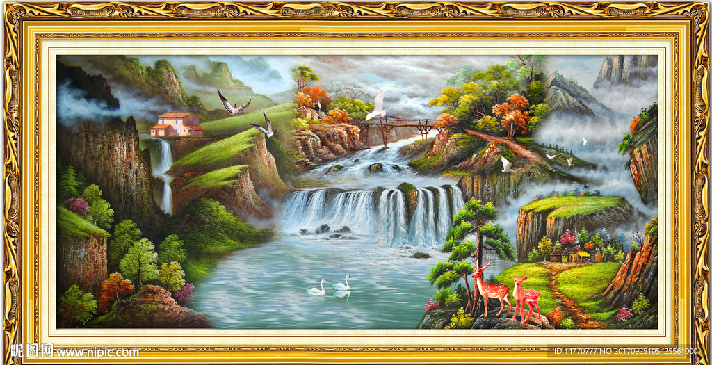 油画风景聚宝盆