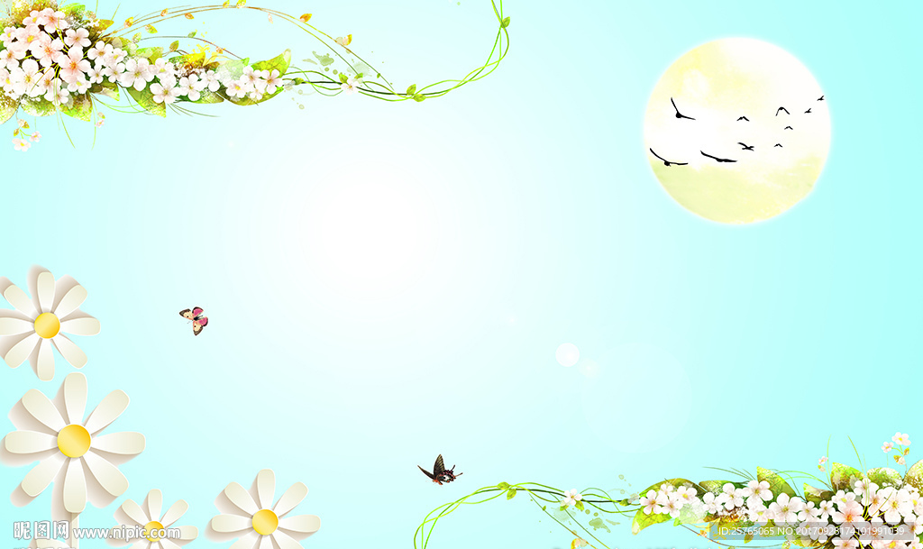 梦幻花卉蝴蝶电视背景墙