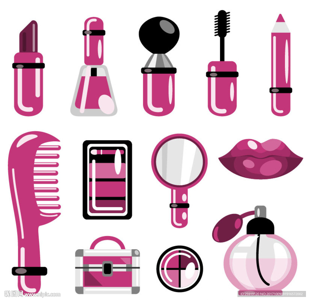 口红香水梳子眼线笔美妆彩妆工具