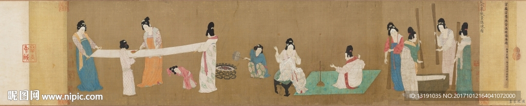 唐 张萱 捣练图 仕女图