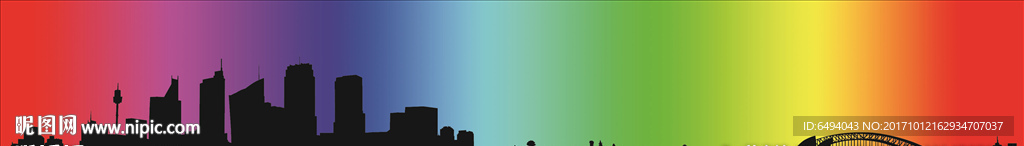 霓虹炫彩城市剪影