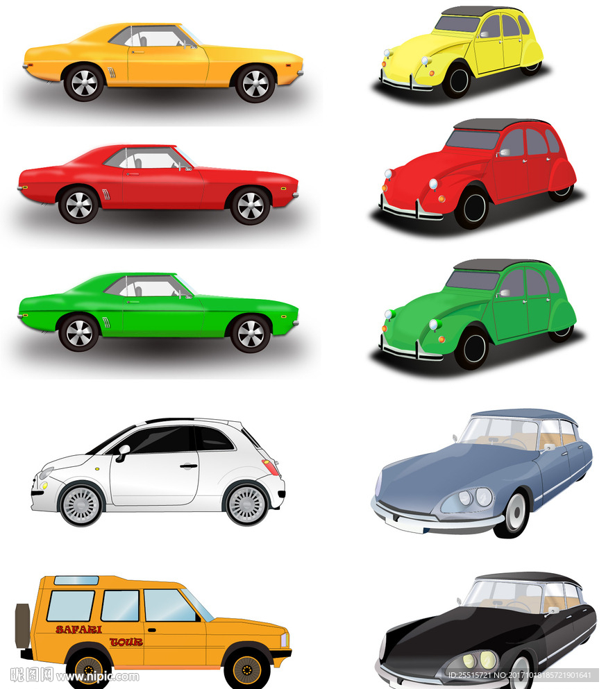 卡通彩色车矢量素材图片