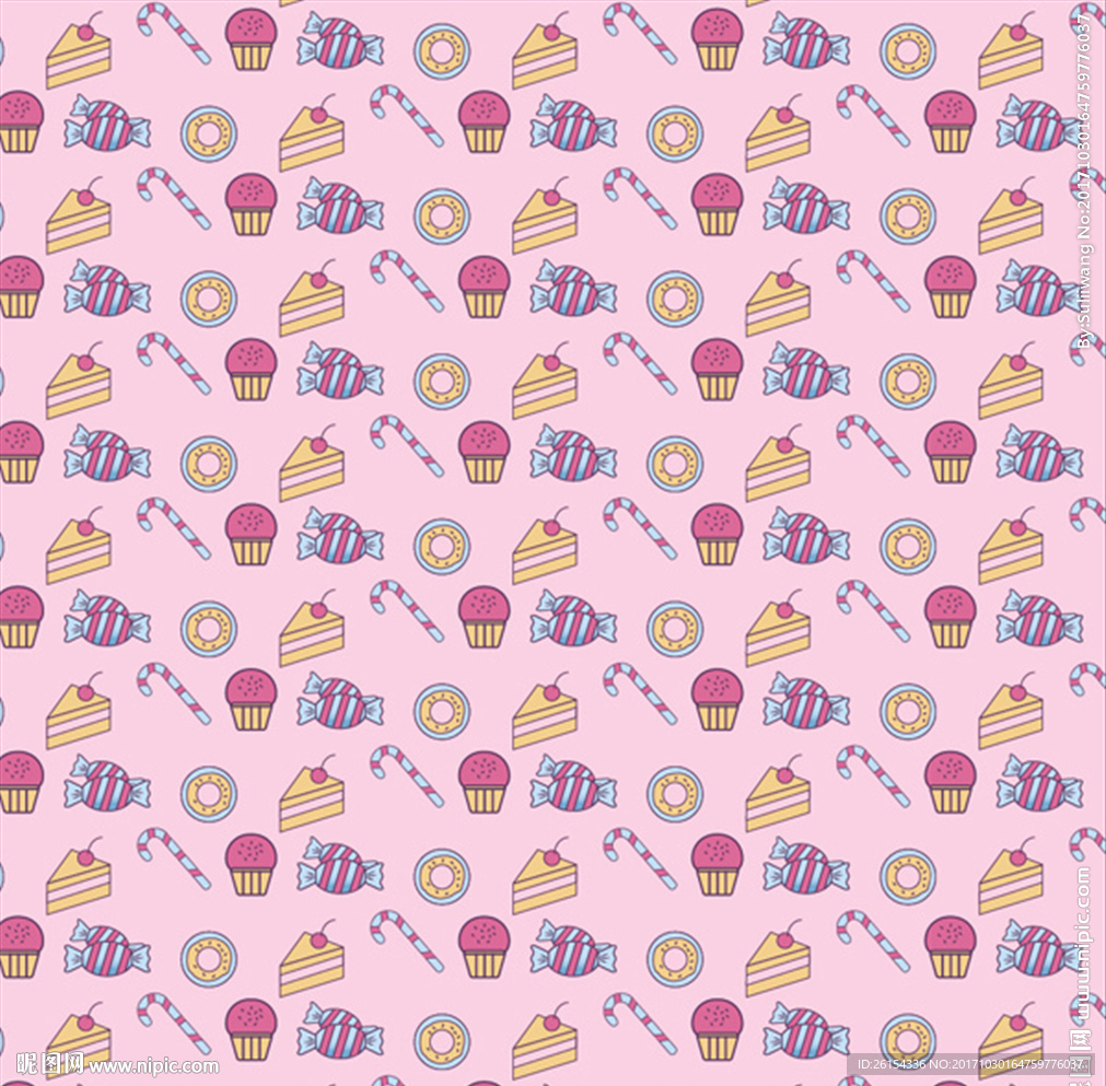 粉色甜品卡通矢量图背景底纹