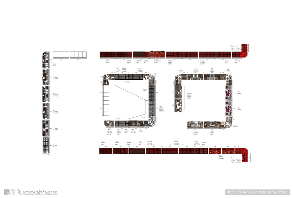 珠宝道具店铺陈列平面图