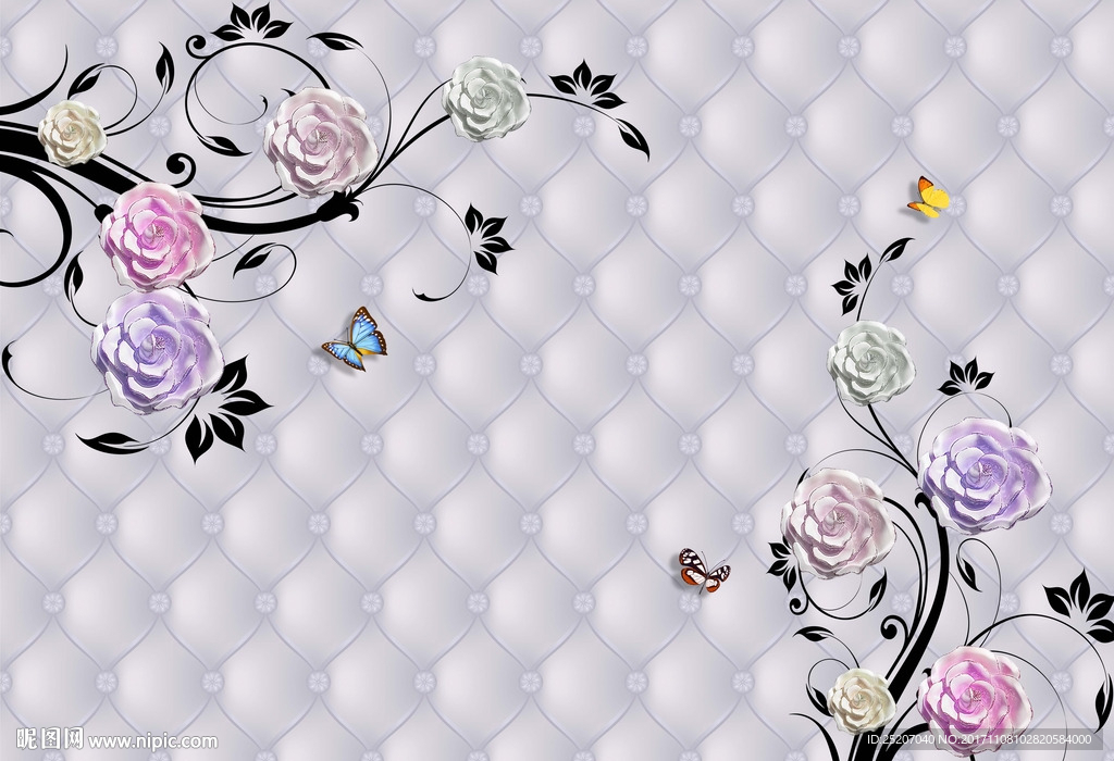 玫瑰软包背景墙