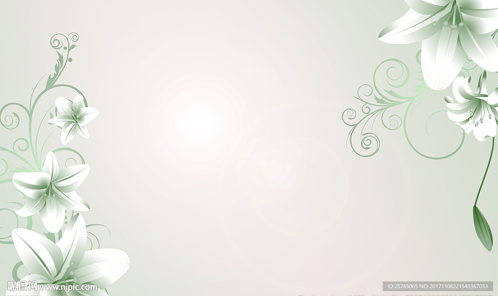 梦幻百合花电视背景墙