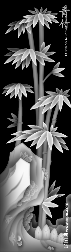 竹子砂岩浮雕精雕灰度