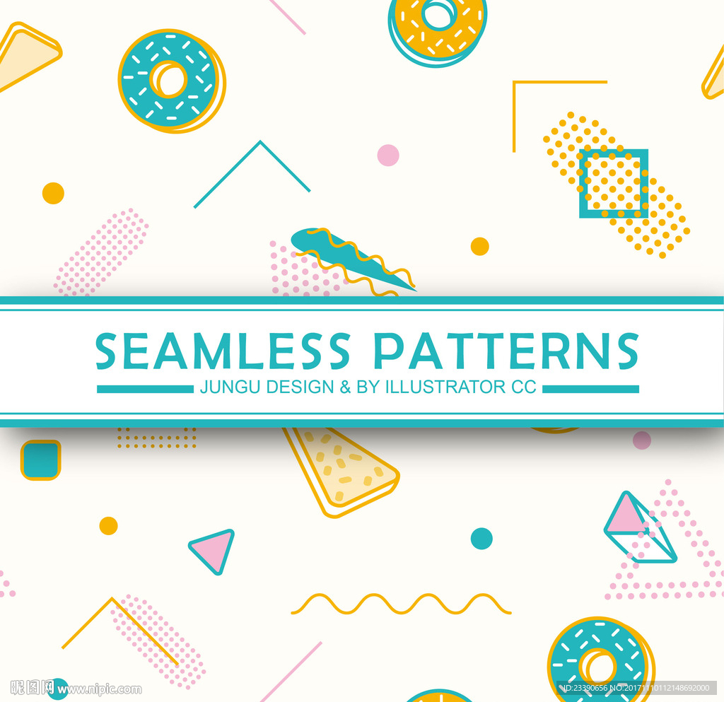 甜甜圈比萨图案底纹