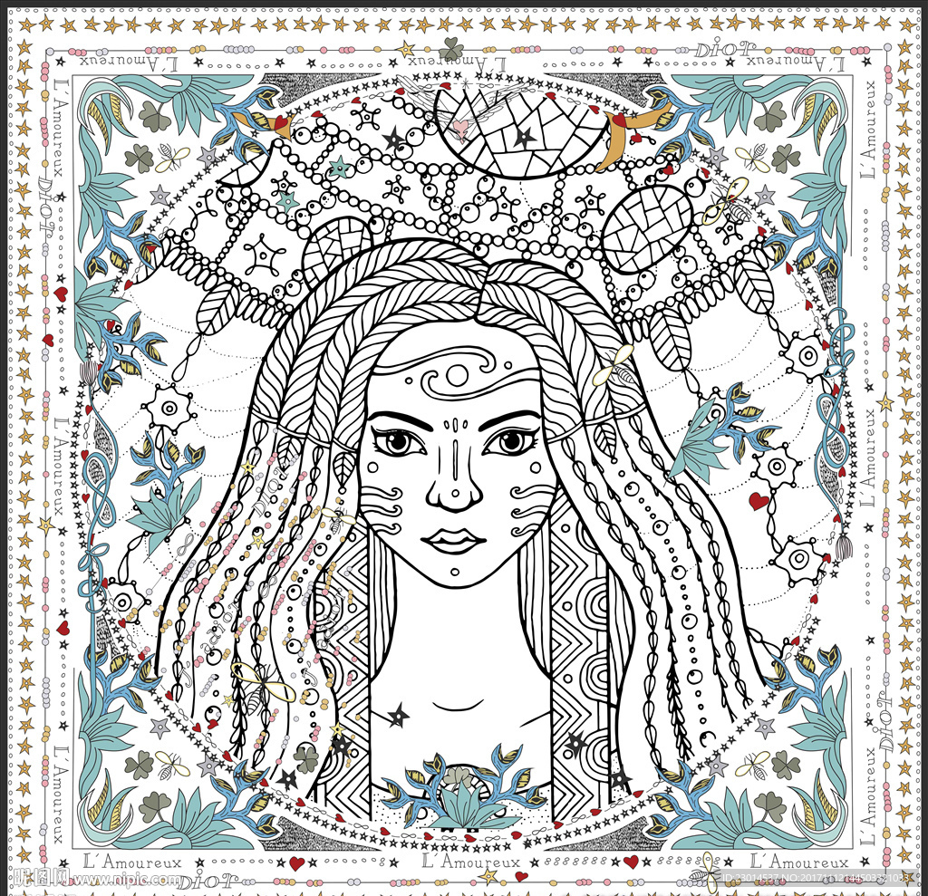 女神大牌方巾图案