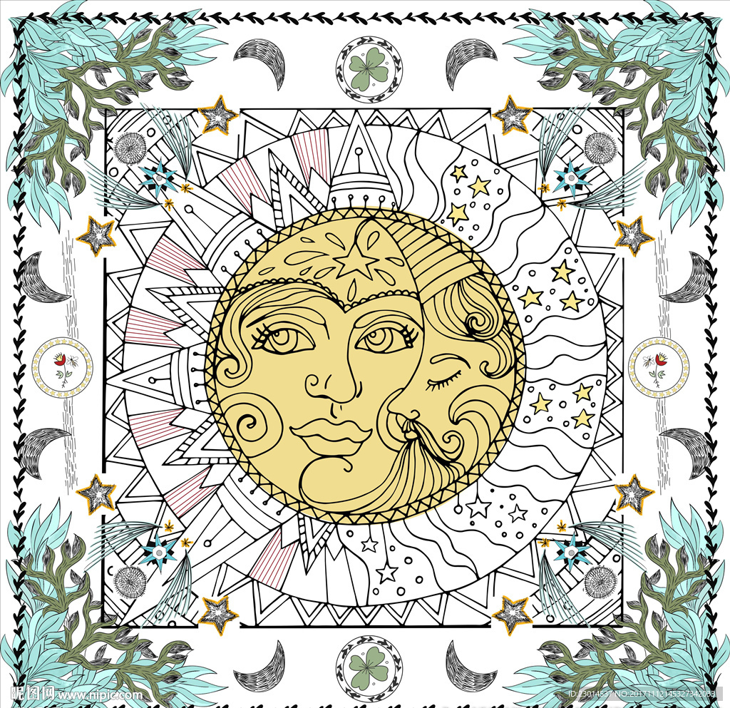 太阳大牌方巾图案