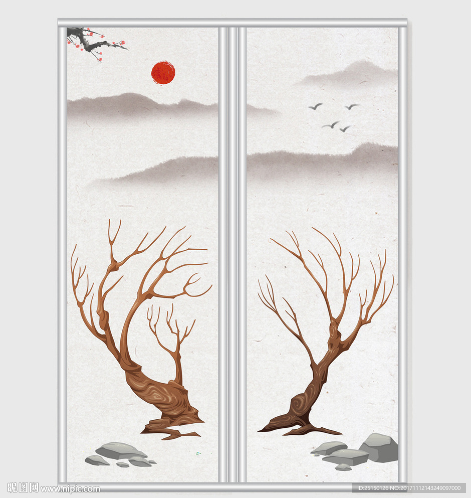 简约水墨风景移门