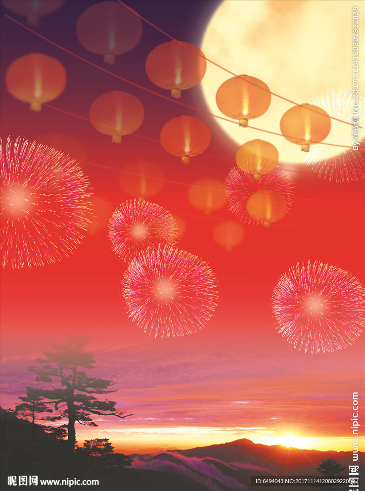 灯笼月亮元宵佳节