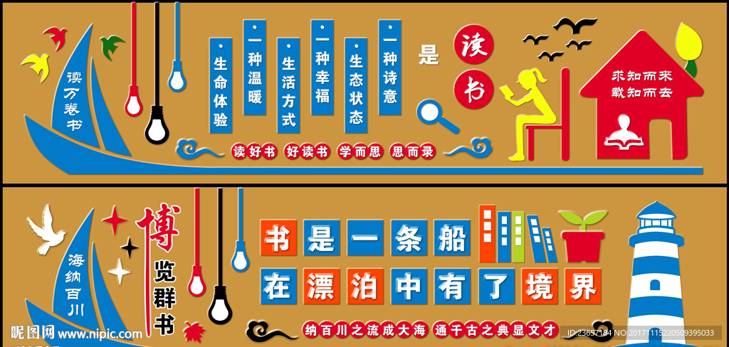 图书室形象墙 阅览室形象墙