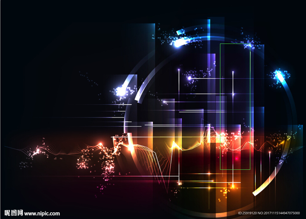 高科技炫光粒子背景海报