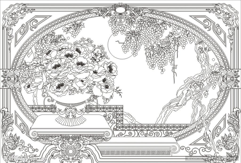 牡丹 葡萄 花瓶