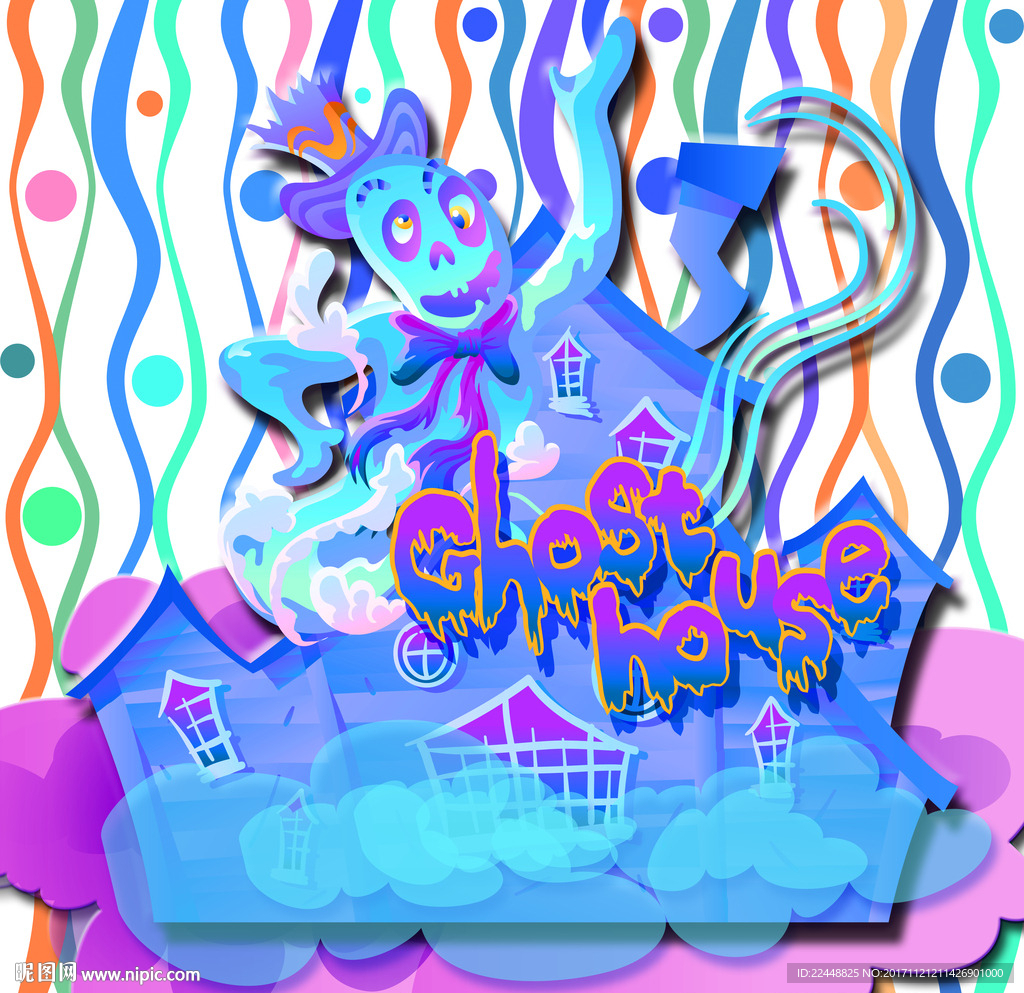 创意可爱幽灵鬼屋卡通招牌造型