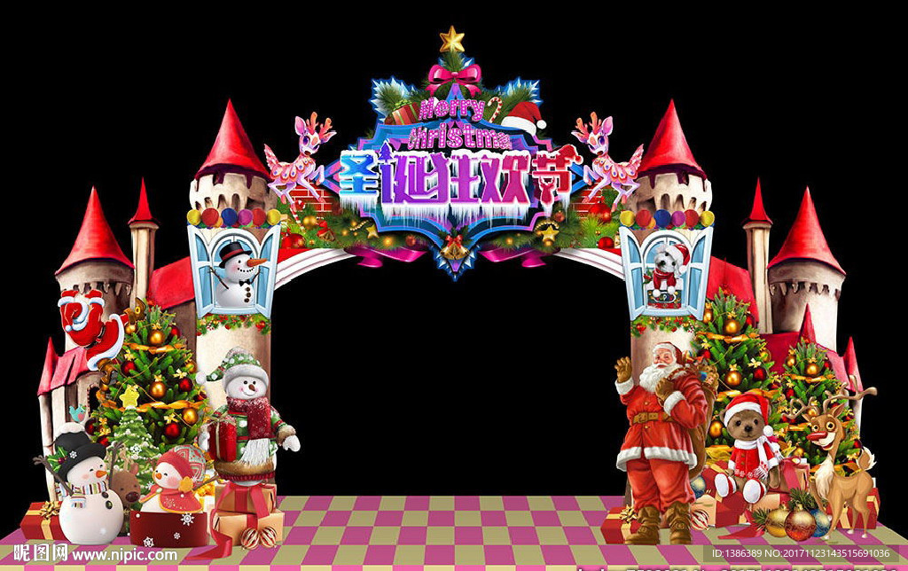 圣诞节红色城堡门头