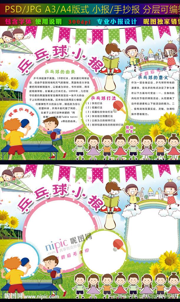 乒乓球小报体育运动手抄报