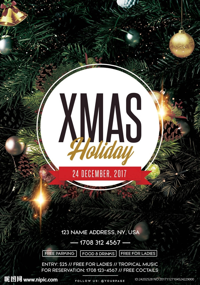 缤纷雅致圣诞派对活动创意海报