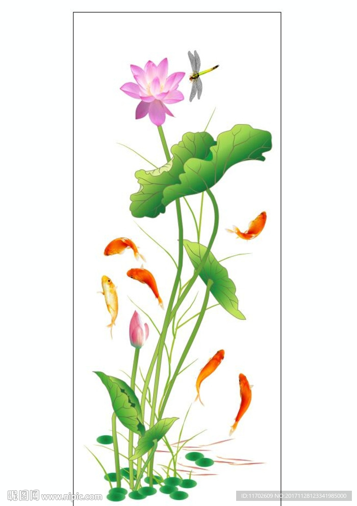 荷花九鱼高清印刷