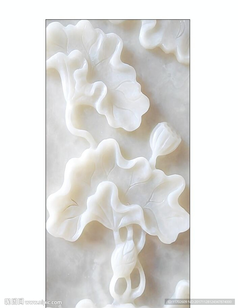 荷花玉雕高清印刷路径矢量图