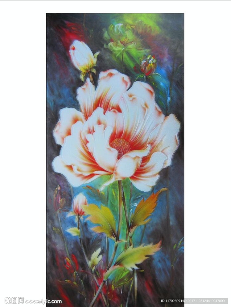 花油画花开富贵印刷路径矢量图