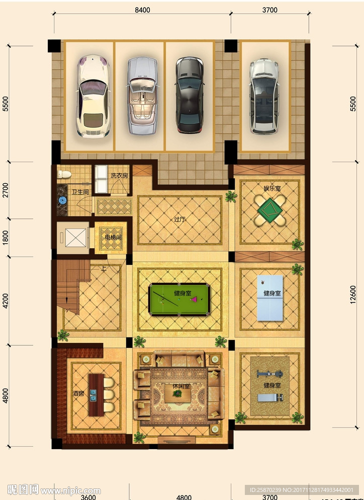 PSD分层高端户型图填彩图