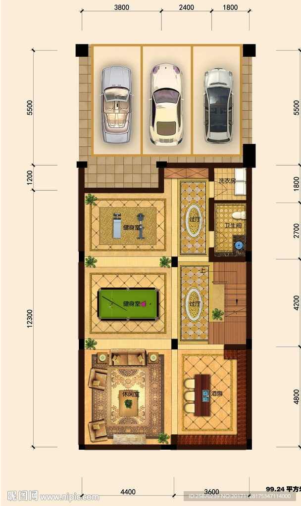 PSD分层高端户型图填彩图
