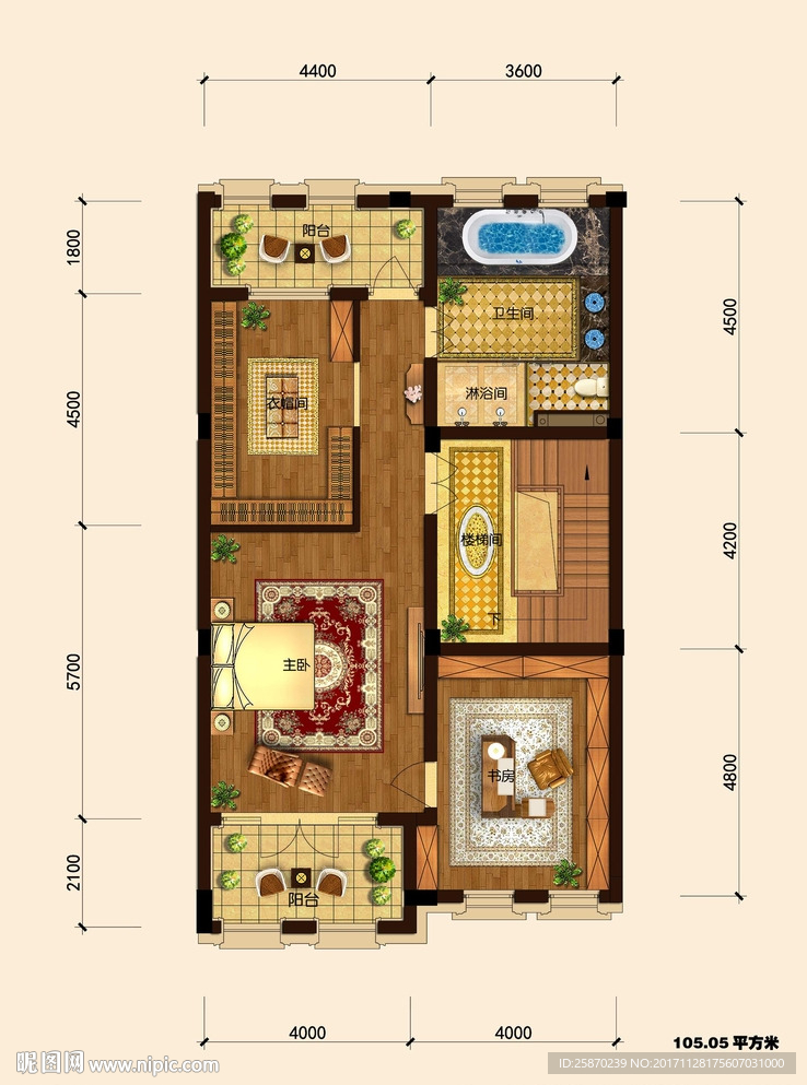 PSD分层高端户型图填彩图