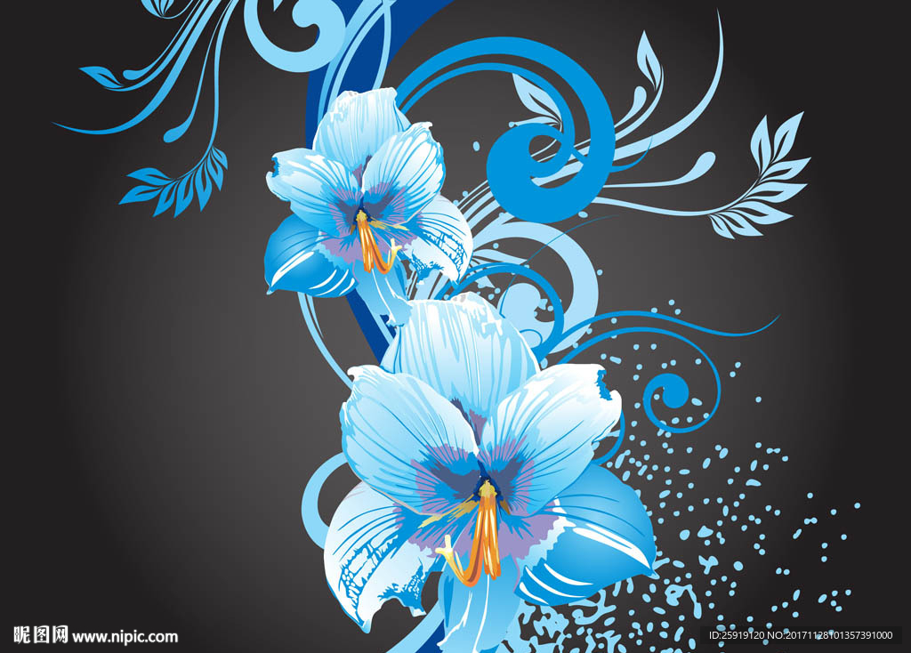 欧式兰花节日贺卡包装服装印花