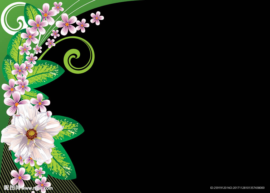 绿色花底纹节日婚庆贺卡包装海报