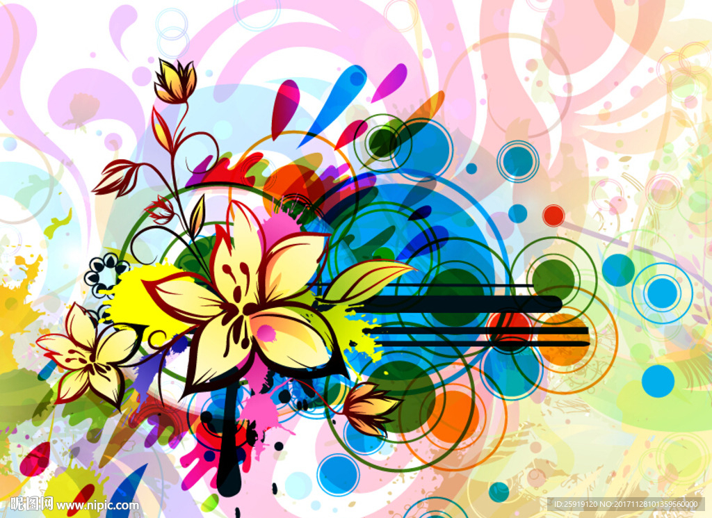 手绘水墨素描花朵艺术绘画海报