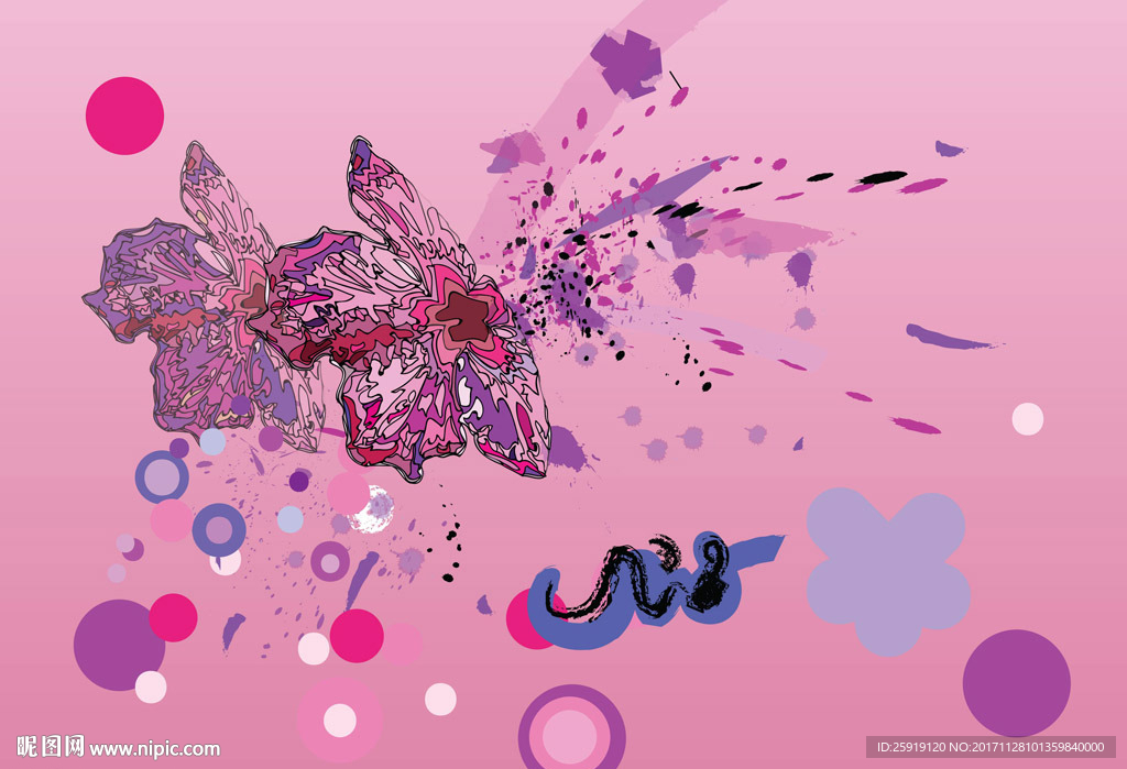 时尚梦幻水彩手绘蝴蝶彩色海报