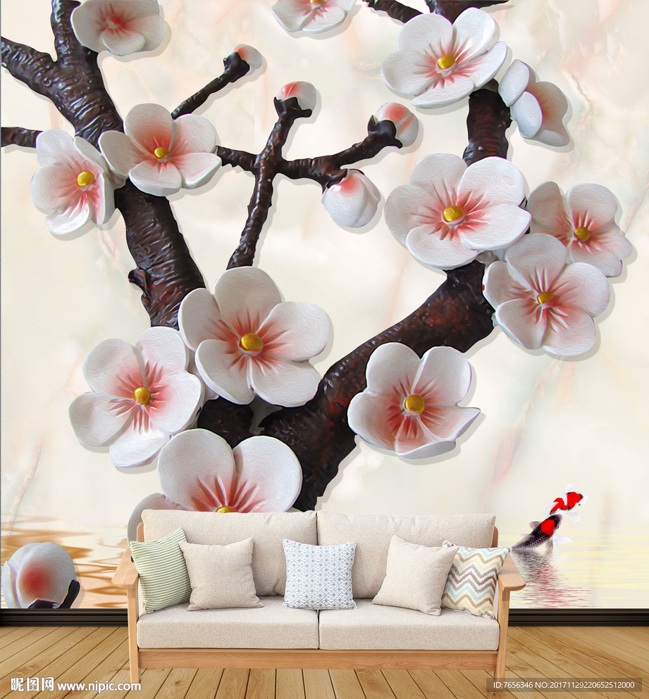 新中式装饰画 3D背景墙