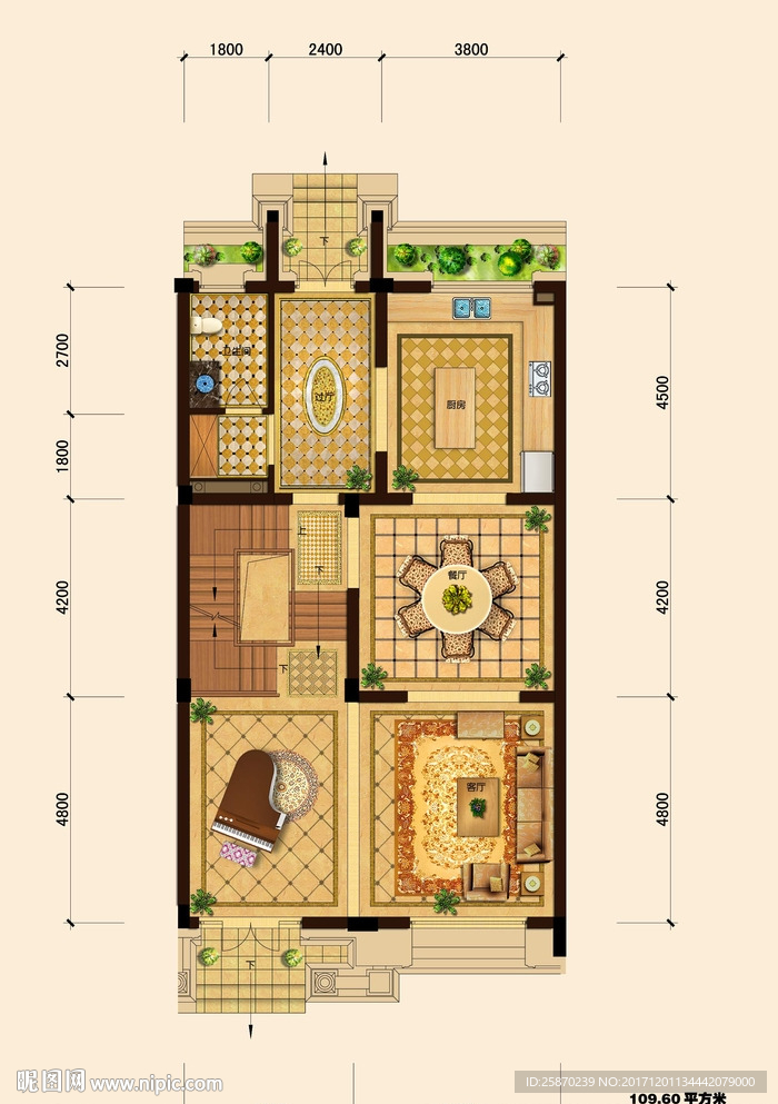 PSD分层高端户型图填彩图
