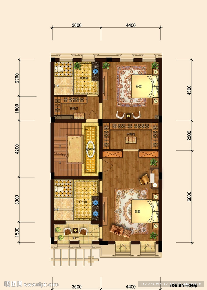 PSD分层高端户型图填彩图
