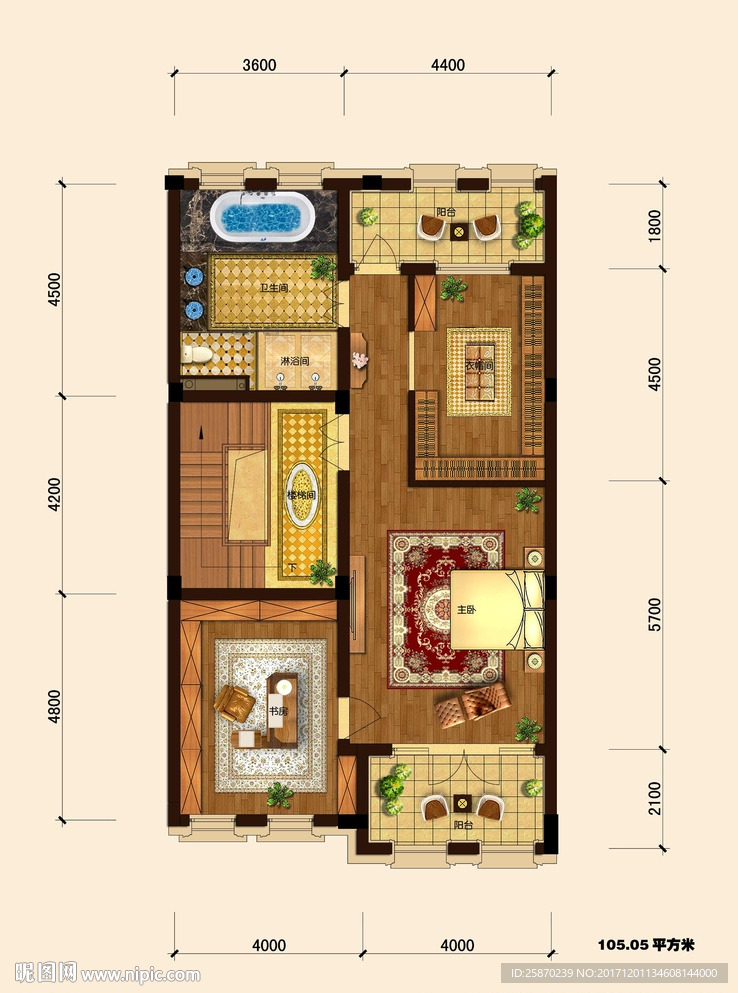 PSD分层高端户型图填彩图