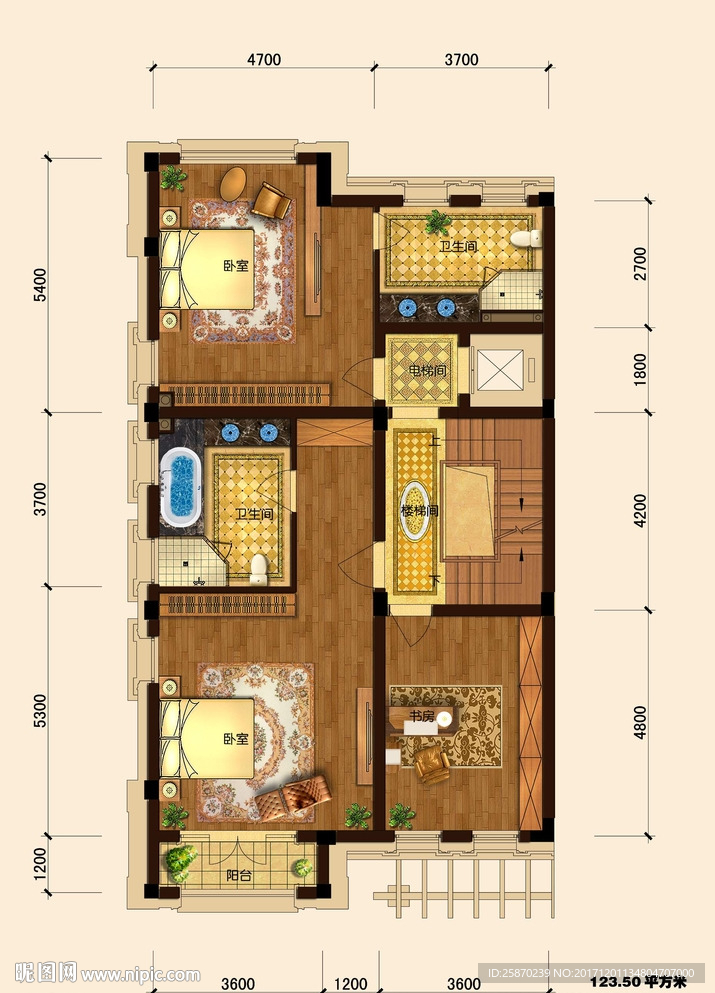 PSD分层高端户型图填彩图