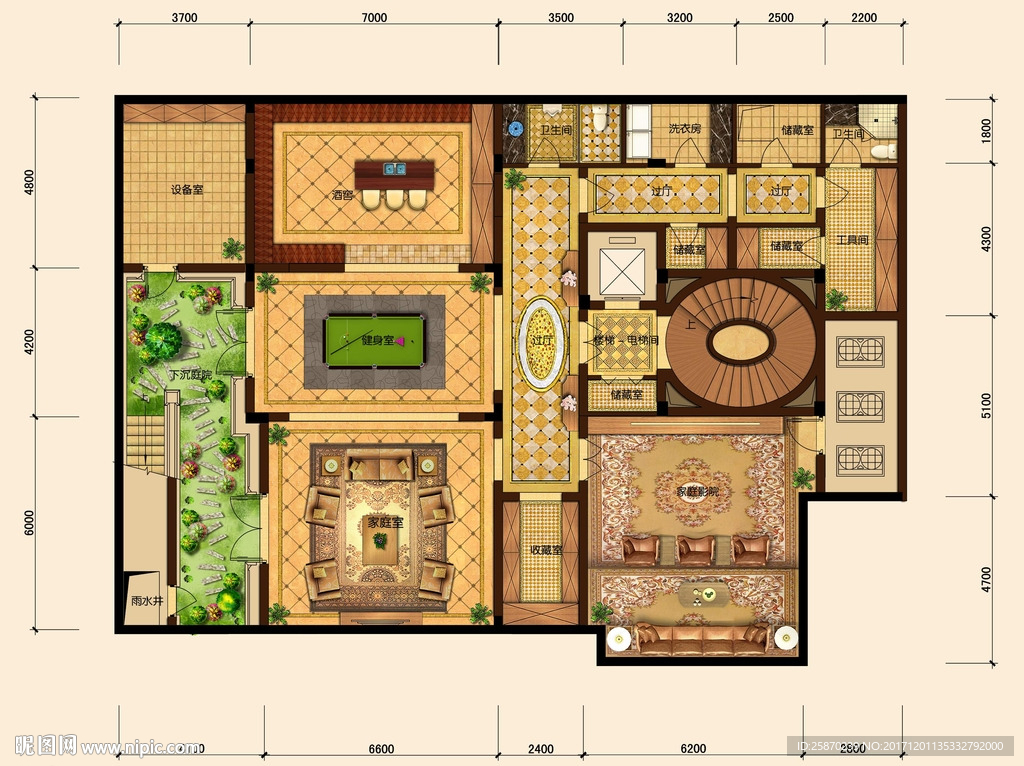 PSD分层高端户型图填彩图