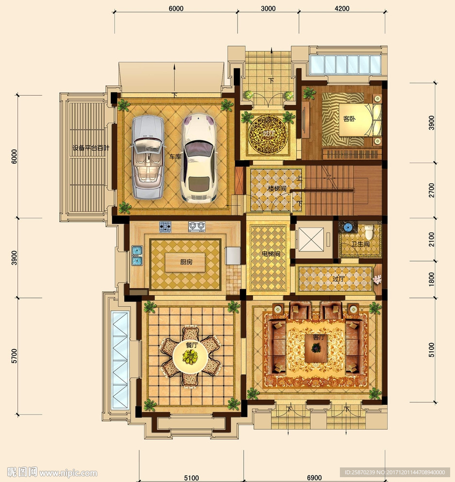 PSD分层高端户型图填彩图
